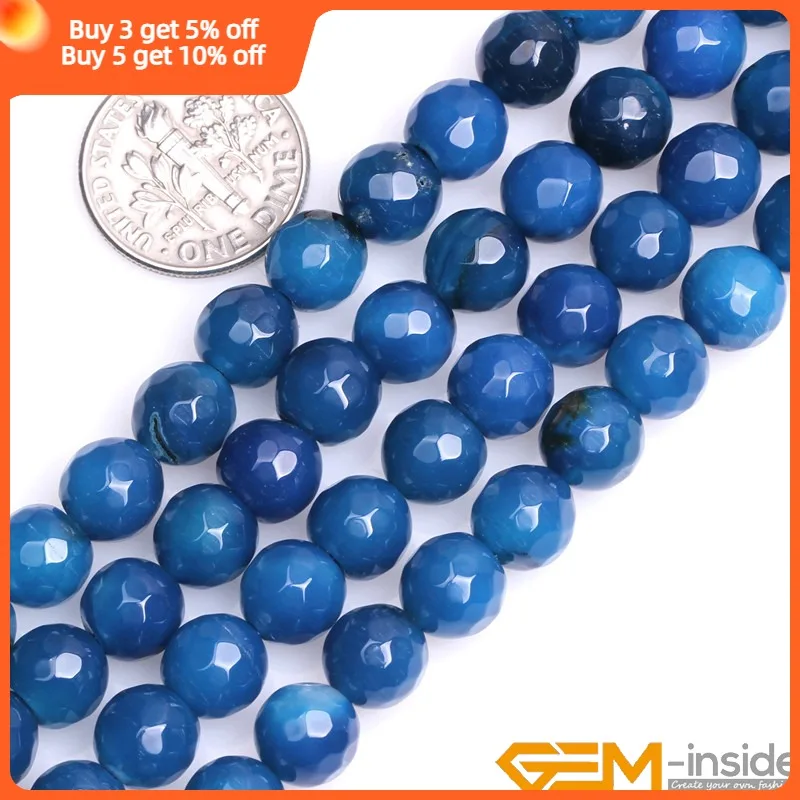 6 8 10mm Dark Blue Faceted Round Accessories Beads For Jewelry Making Strand 15 inch DIY Jewelry Bead For Women Bracelet Gifts