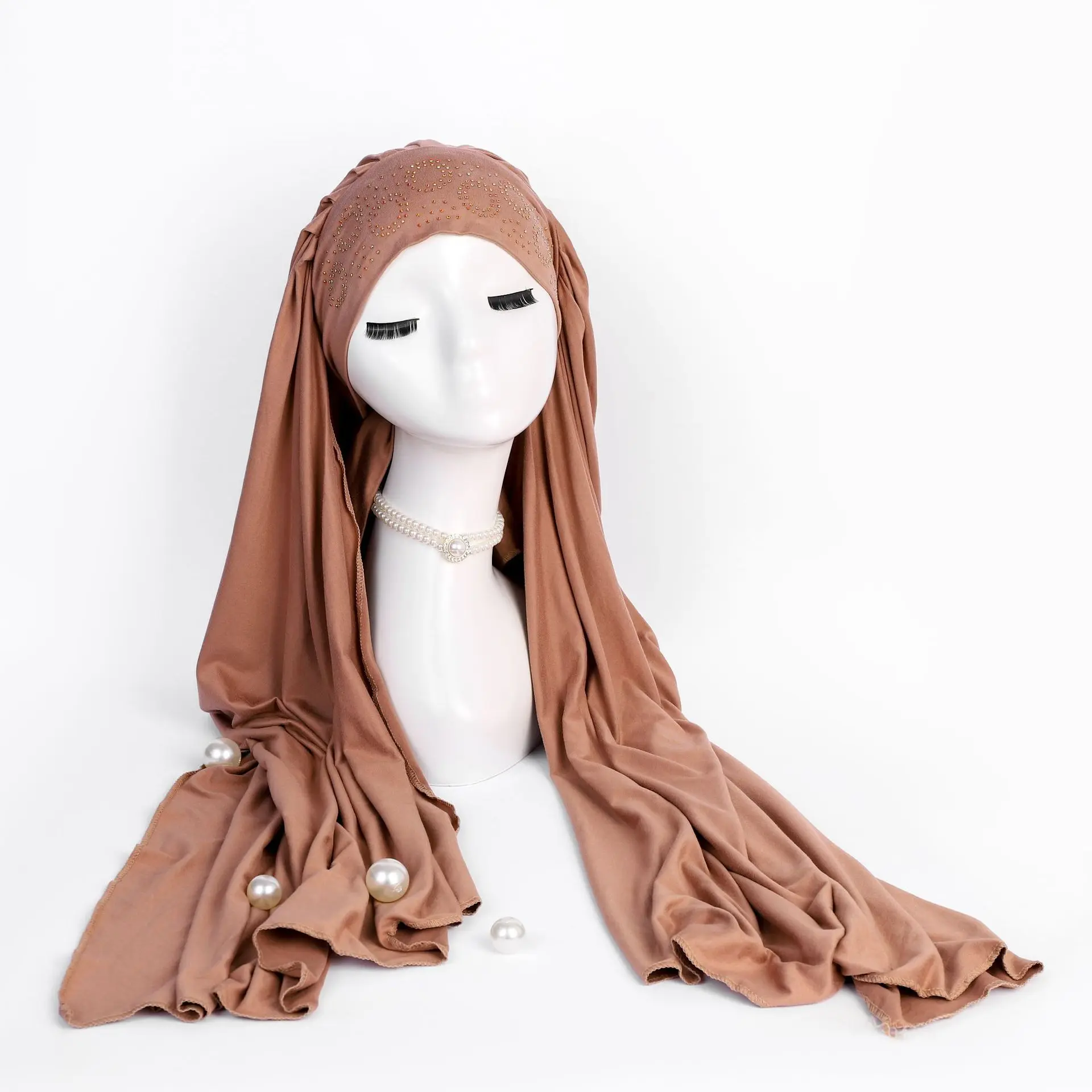 Solid Color Scarf High Quality Abraded Circle Hot Diamond Women's Ethnic Headscarf