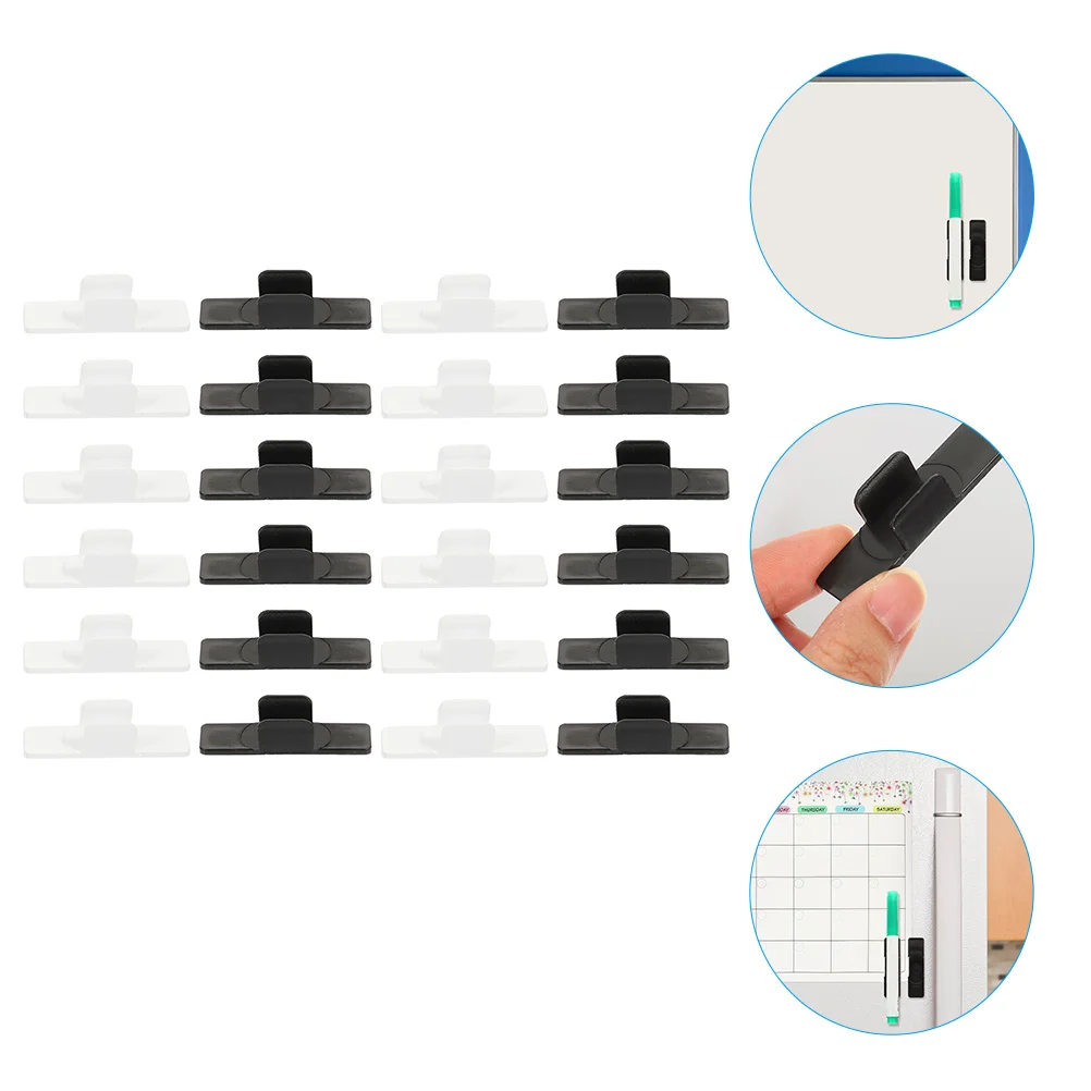 

24 Pcs Pen Clip Penholder Clips Holders Portable Whiteboard Buckles Plastic Clamps Fixing Office