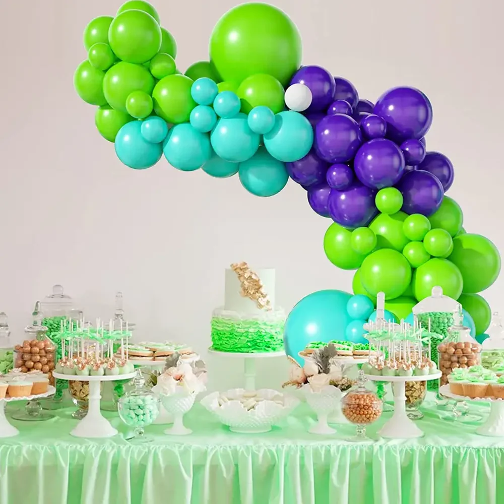 96Pcs Blue Green Purple Balloon Garland Arch Kit Latex Balloons Birthday Shower Theme Party Decorations