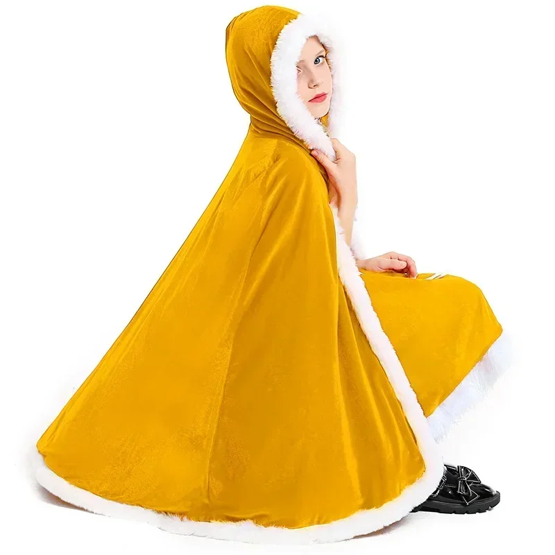 Lady's Kids Carnival Party Hooded Winter Christmas Cosplay Costumes Santa Claus Cloak Women Sexy Christmas Cape