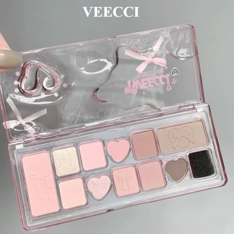 VEECCI Ribbon Fantasy 11Colors Pearl Shining Pink Eyeshadow Blush  Multicolor Long-lasting Eyes Easy To Wear Natural Makeup