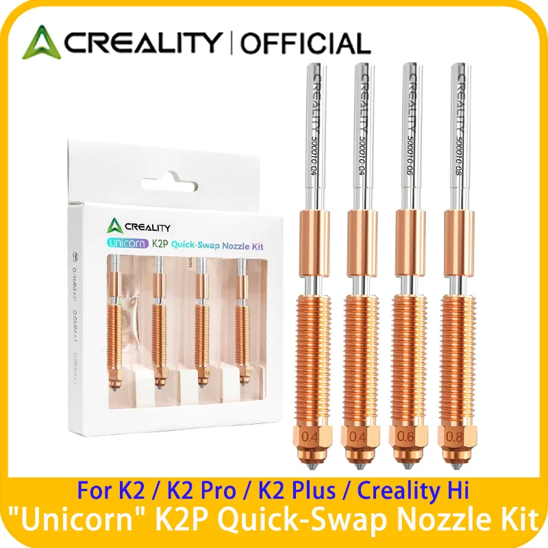 

Creality "Unicorn" K2 Plus Quick-Swap Nozzle Kit 0.4/0.6/0.8mm Nozzle High Flow Nozzles for K2 Plus/K2/K2 Pro/Creality Hi 3d pri