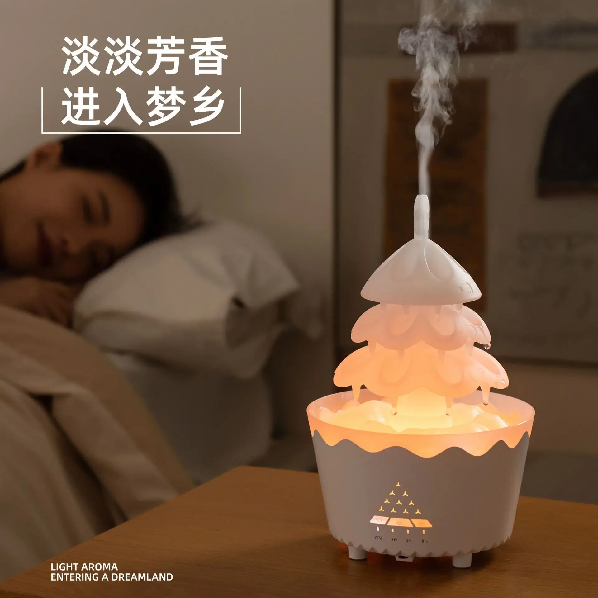 Rotating Christmas aromatherapy machine home essential oil diffuser desktop rainbow raindrop humidifier gift aroma diffuser