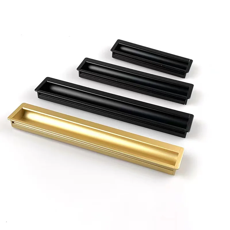 Black Sliding Door Handle Bedroom Bathroom Door Handles Insert Cloth Closet Handle Cloakroom Pull Knobs Furniture Cabinet Handle