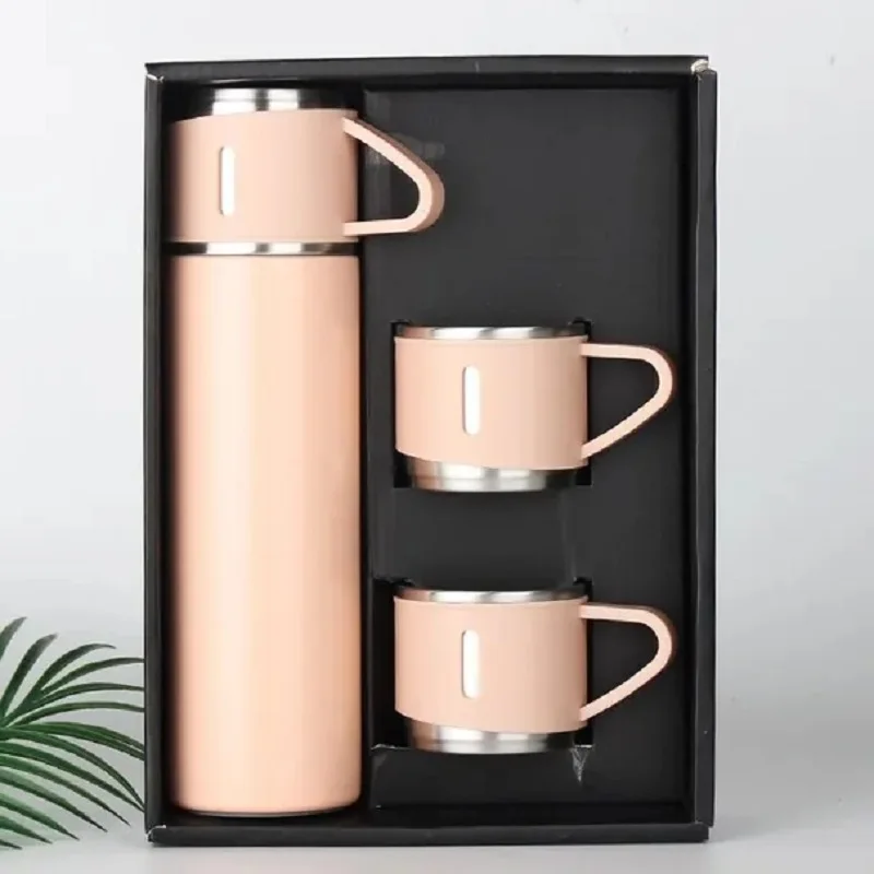 500ml Thermos Cup Large Capacity Vacuum Flask Coffee Tea Milk Travel Water Bottle Insulated Thermos Handbag Gift Box Coffee Set