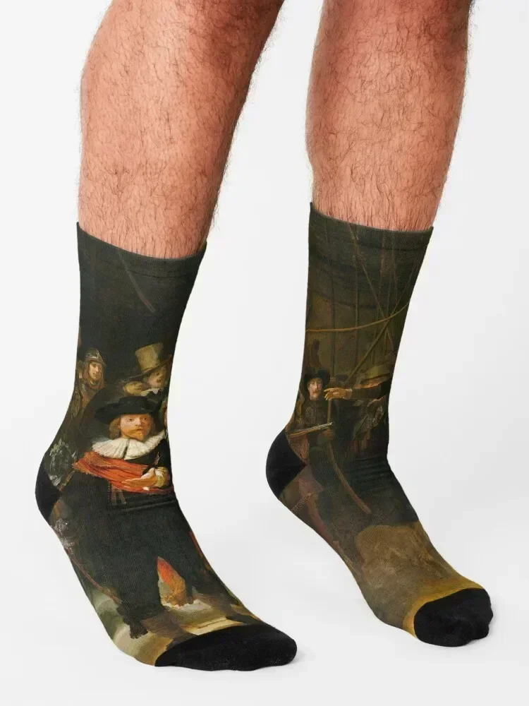 Rembrandt van Rijn, The Night Watch 1642 Socks Lots kids Soccer hip hop Luxury Woman Socks Men's