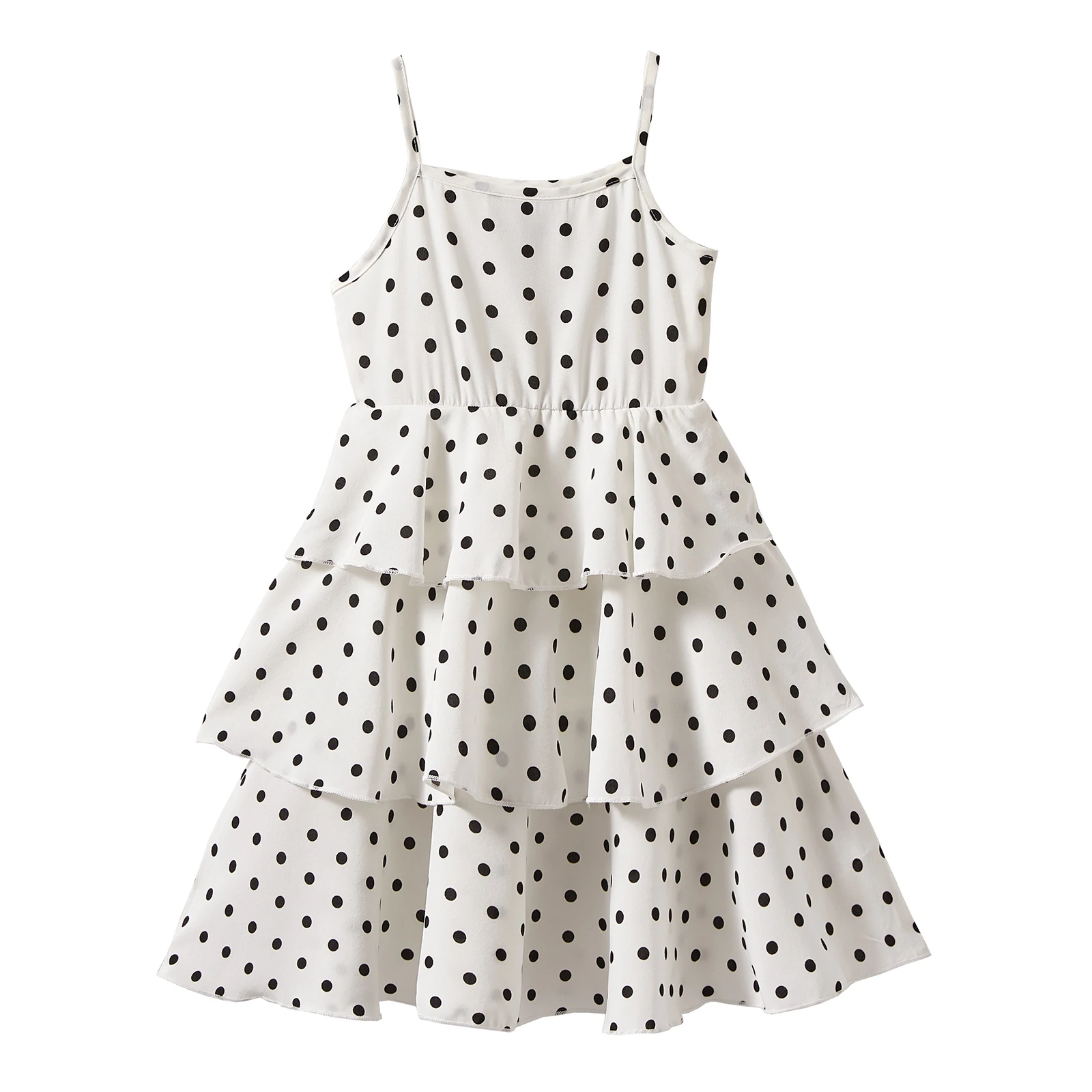 Mudkingdom Big Girls Spaghetti Strap Dress Summer Polka Dots Tiered Cami Dresses for Girl Clothes Fashion Casual Kids Clothing