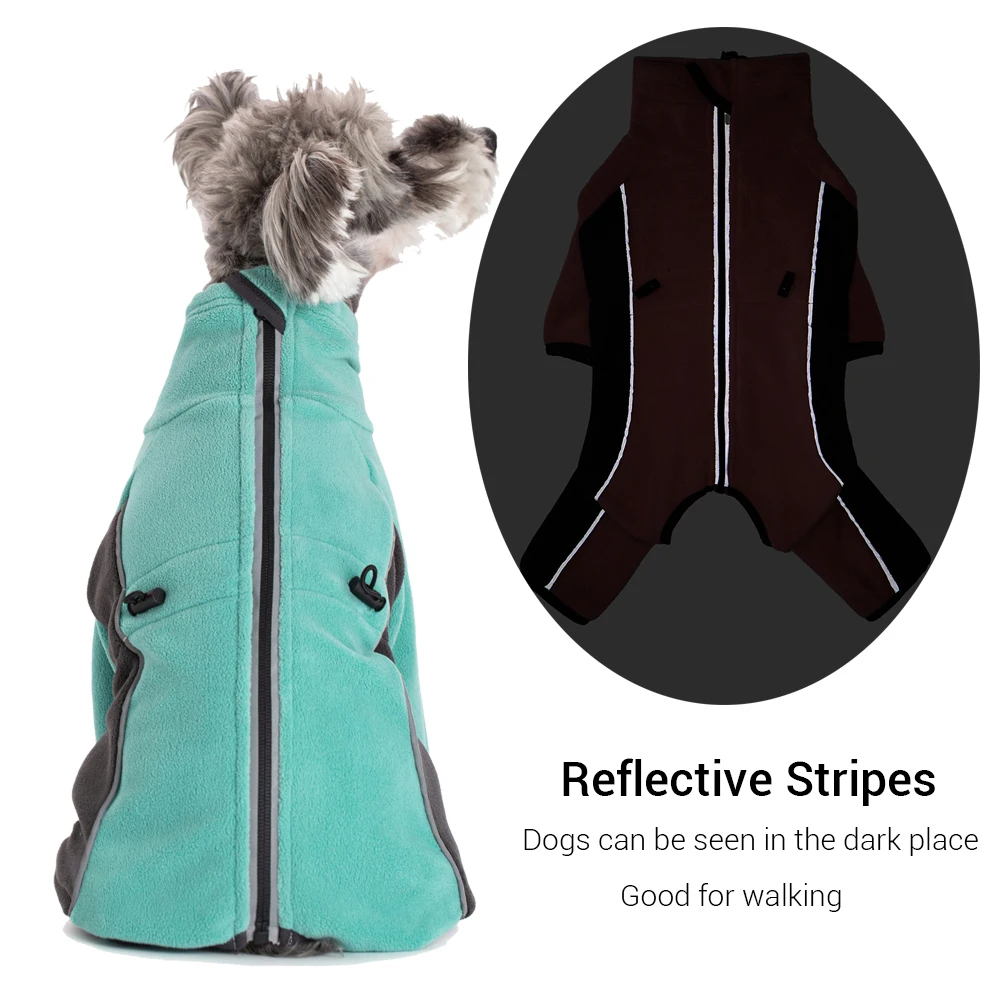 Winter Dog Jumpsuit Thicken Fleece Warm Dog Overalls for Small Dogs Reflective Windproof Puppy Clothes Adjustable Outdoor Jacket