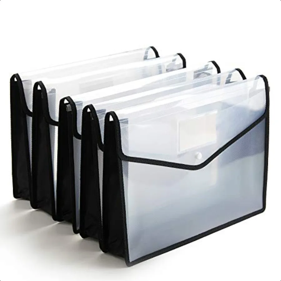 

Plastic File Folder Poly Envelope Expanding File Wallet Document Folder with Snap Button Closure Legal Size 5 Pack Large Waterp