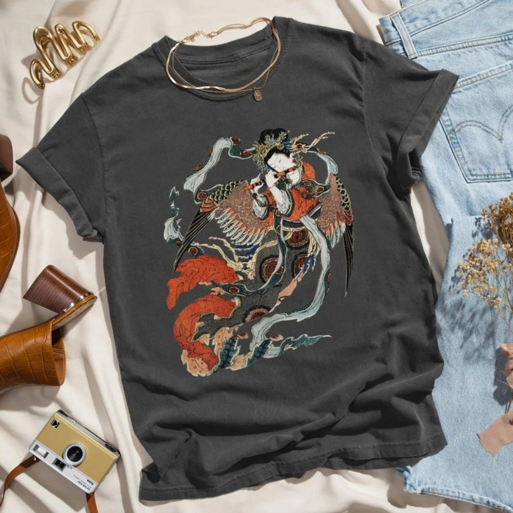Japanese Shirt,Vintage Geisha Graphic Tee Retro Men TShirt Japan Streetwear Tokyo City Travel Gift Tops Boho Aesthetic Clothes