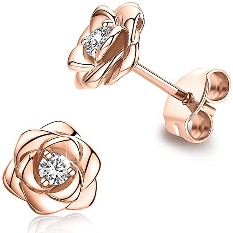 CAOSHI Dainty Flower Kolczyki sztyfty dla kobiet Delikatne kolczyki do uszu do codziennego użytku Brilliant Cyrkonia Akcesoria do zaręczyn