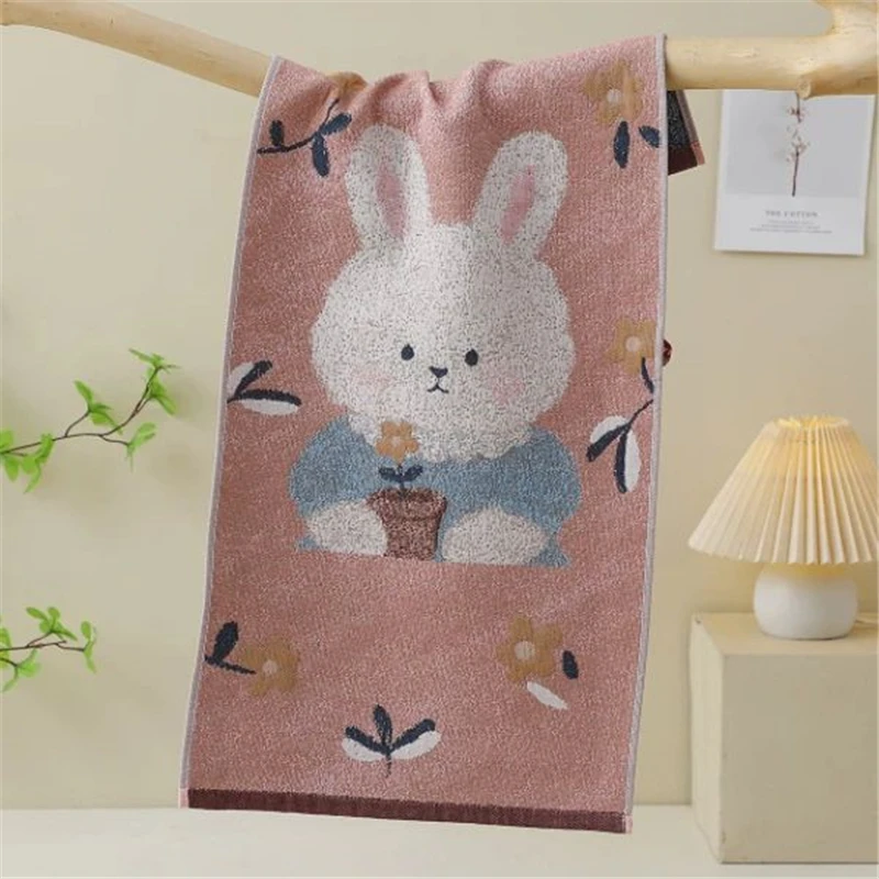 مناشف وجه كرتونية للنساء والأطفال، أربع طبقات من القطن الشاش، 35*75 سم، قطعة واحدة، رقيقة، للحمام، 10 أنماط