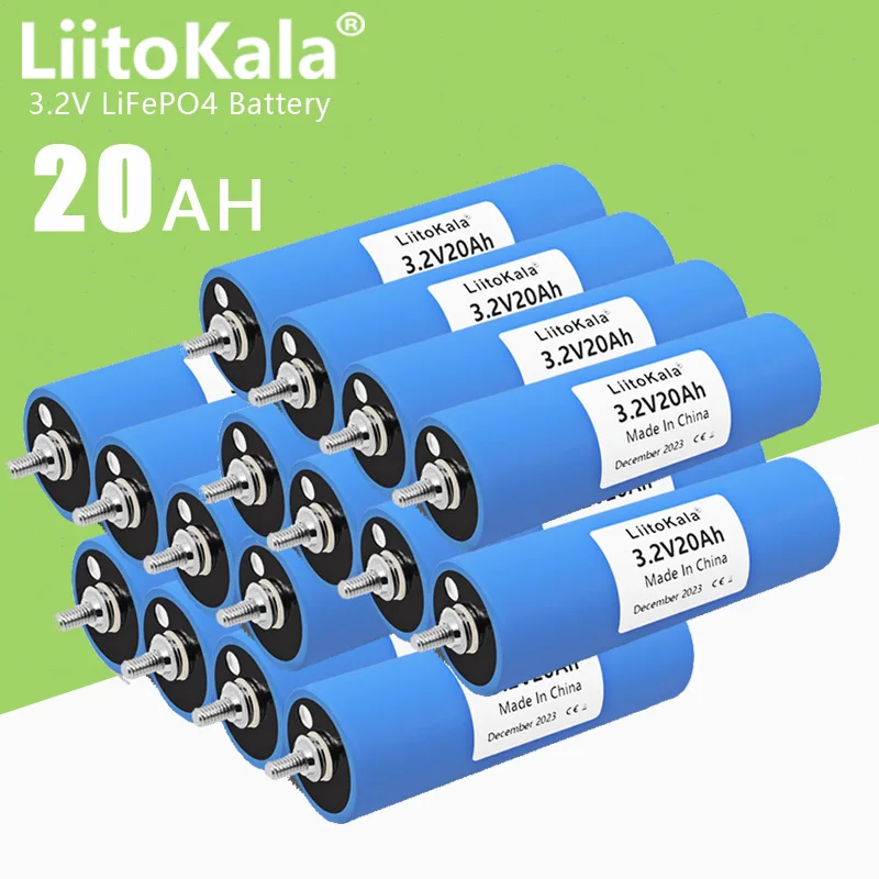 16 sztuk LiitoKala 3.2V 20Ah LiFePO4 akumulator fosforan litowo-żelazowy głębokich cykli dla Diy 12V 24V 36V 48V energia słoneczna podnosi moc