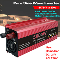 Pure Sine Wave Power Inverter 1000W/1600W/2200W/3000W Solar Inverter DC 12V/24V Is Suitable For AC 110V/220V Solar Converter Car