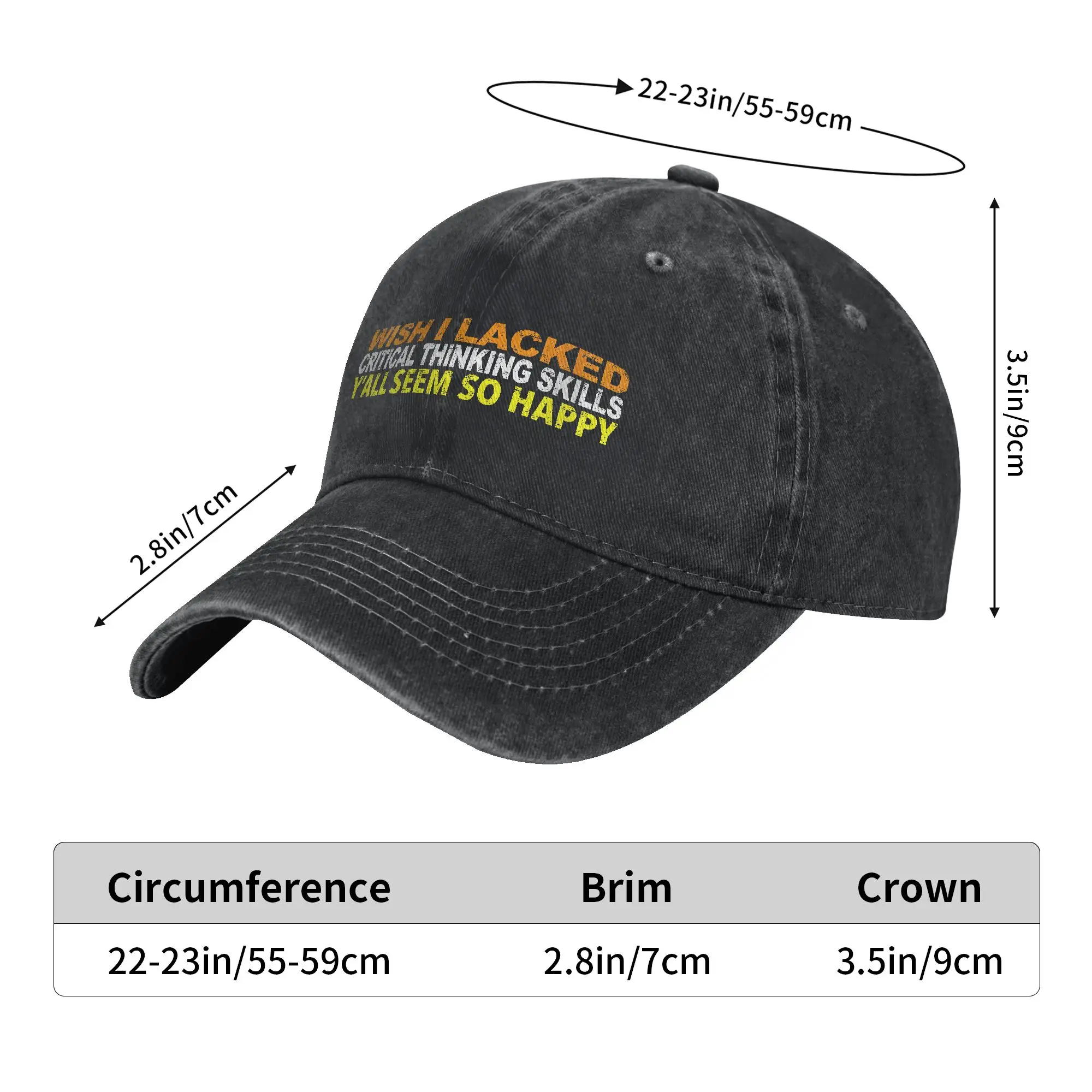 Wish I Lacked Critical Thinking Skills Y’all Seem So Happy Washed Baseball Cap  y2k Cute Sun Trucker Hat Summer Baseball Caps