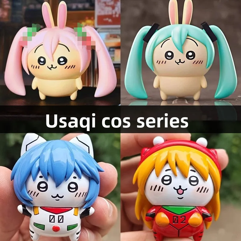 

Cute Hachiware Usagi EVA Cosplay GK Figure Rei Ayanami Asuka Anime Mecha Statue Model Desktop Decor Gift for Boys Girls Fans