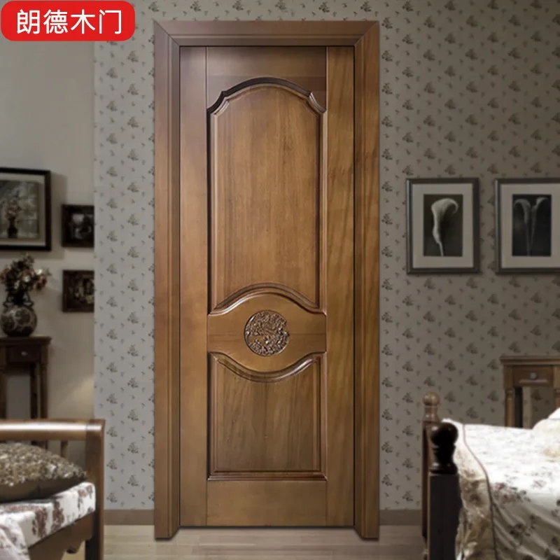 Log walnut Chinese and European carved kitchen and bathroom paint household thickened interior set modeling door frame pure soli