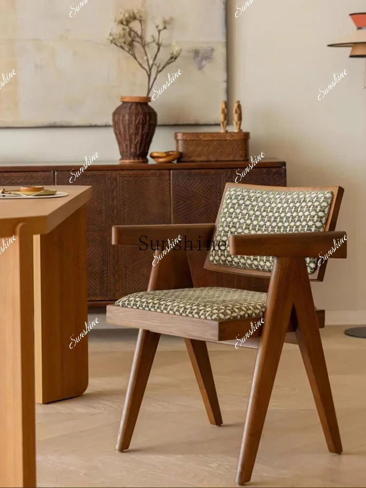 Medieval style dining table and chair household solid wood armrest back tea chair  FT