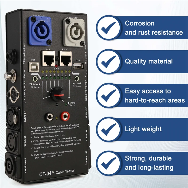 Probador de línea multifuncional de rendimiento estable Probador de línea de señal Xlr de línea de audio