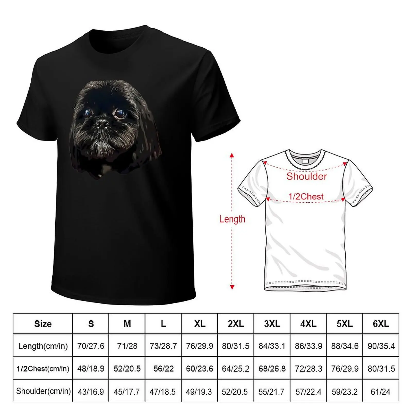 Shih Tzu Black Puppy Dog Face T-Shirt cute tops basketball graphic tees funnys t shirt for men