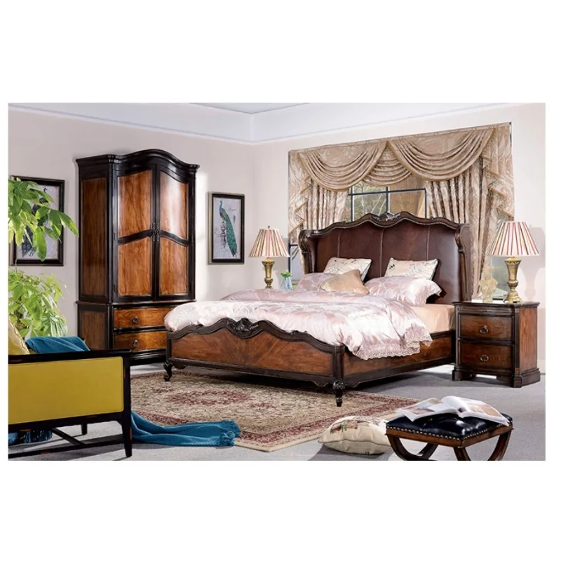 Hot Sale American Classic king Size Bed Set Luxury Solid Wood Furniture Set Five-star Hotel Special Supply Wa409