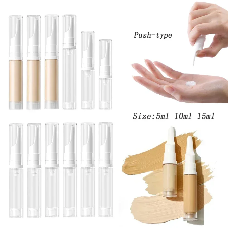 

50Pcs 5ml/10ml/15ml Mini Clear Vacuum Pump Bottles Liquid Foundation Travel Bottle Refillable Dispenser Containers For Eye Cream