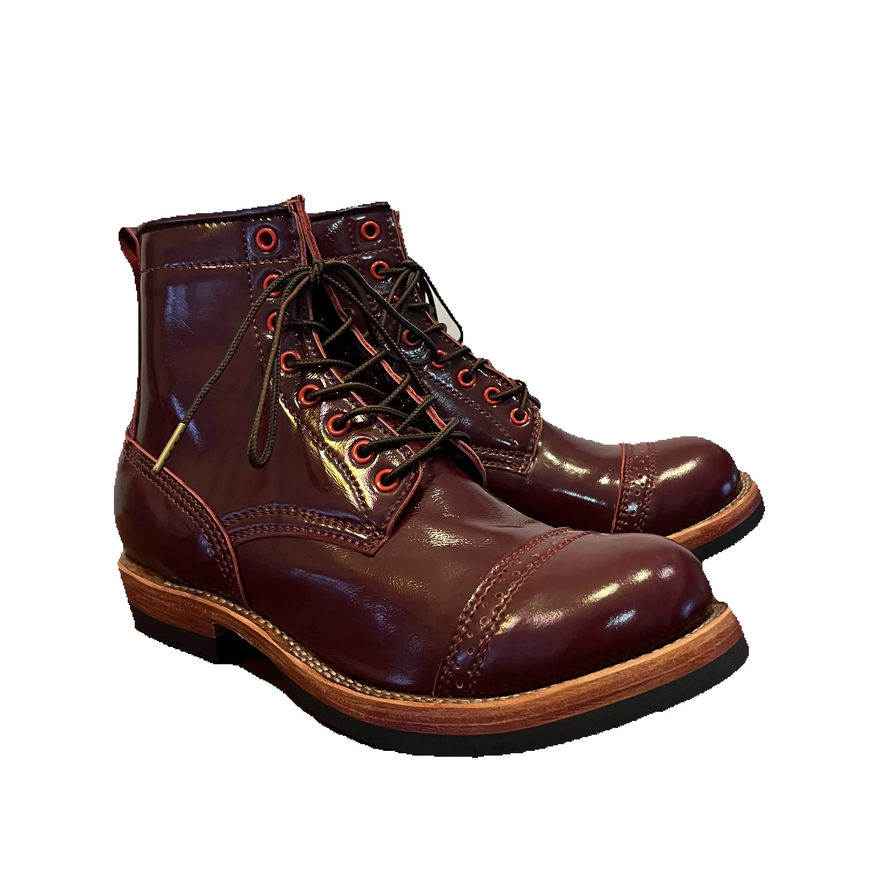 C531 Vintage Men Moc‑Toe Leather Shoes Goodyear Welt Hand Stitching Low Top Lace‑Up Thick Sole Casual Work Shoes For Men Outdoor