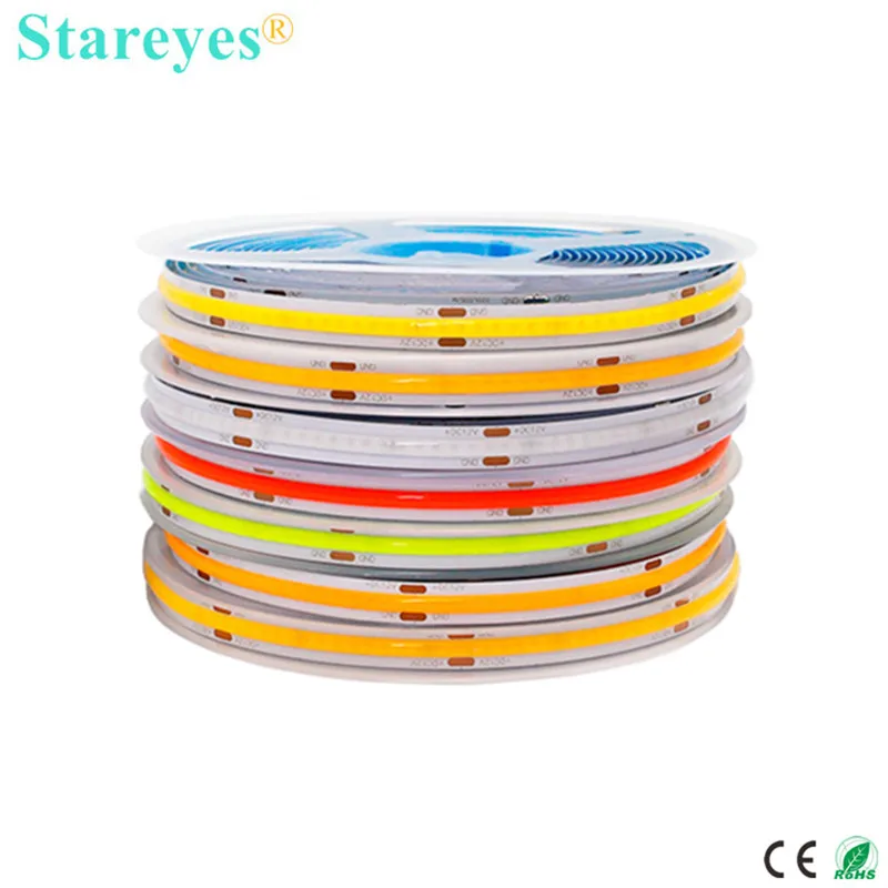 FCOB LED Strip Light 320 480 LED/m DC12V DC24V High Density Flexible COB Led Light Ra80 Ra90 LED Tape Rope Linear Dimmable