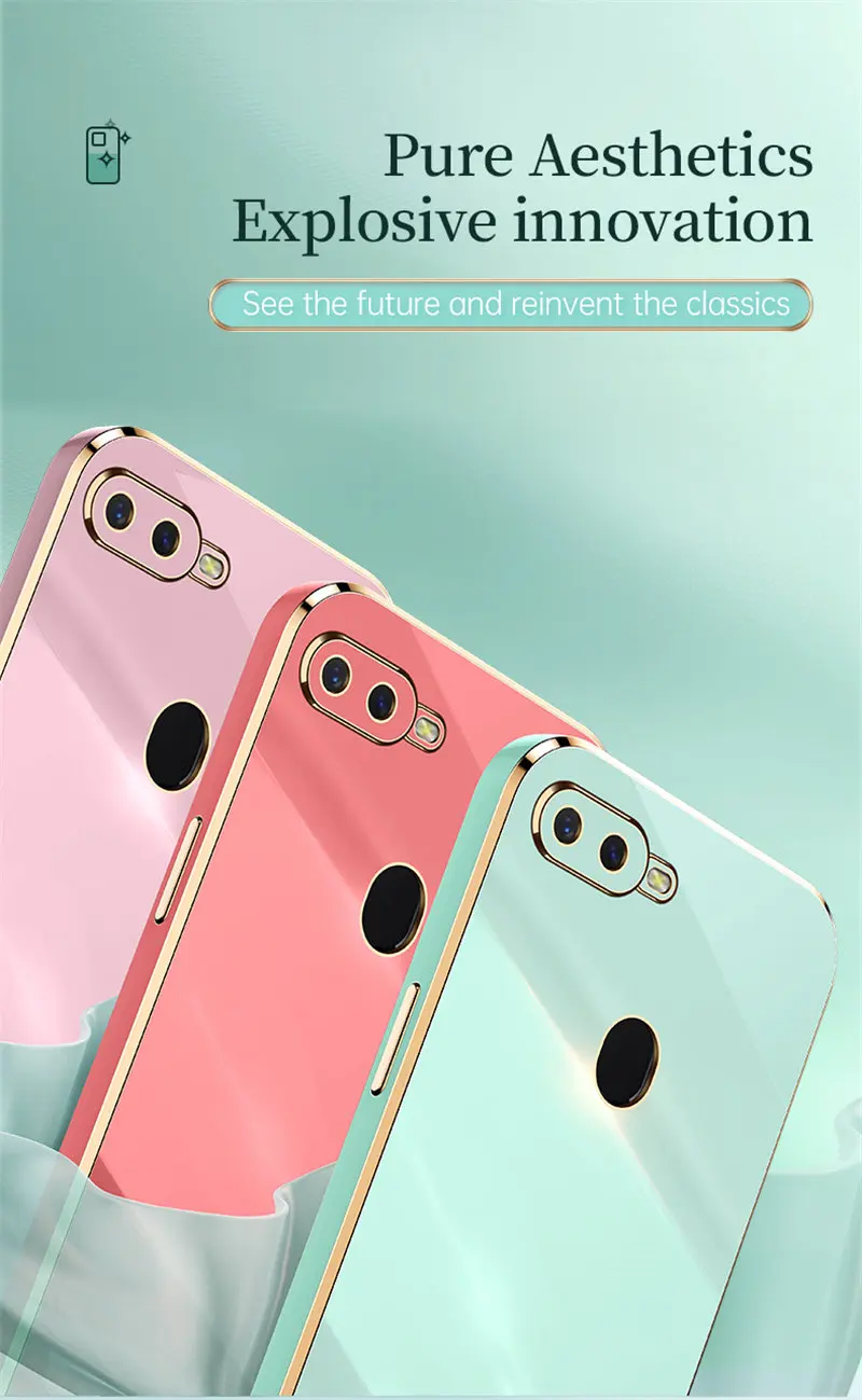 Oppo A7 A5S CPH1909 Case Plating Bumper Silicone TPU Back Cover Shockproof Phone Case for Oppo A7 A5S CPH1909 TPU Shell Cover