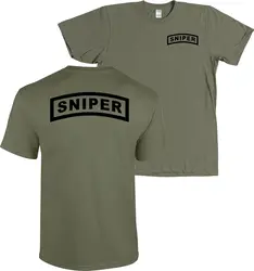Sniper Tab US Military Scout Patch Men T-Shirt Short Sleeve Casual 100% Cotton Shirts