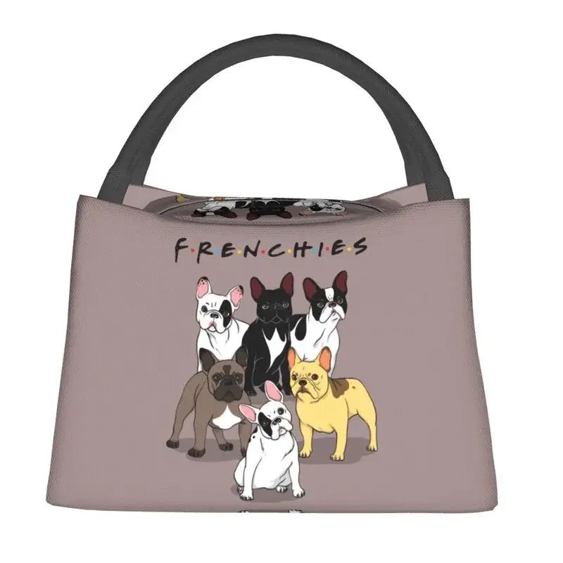 Funny Frenchies French Bulldog Insulated Lunch Bags for Women Resuable Dog Animal Cooler Thermal Lunch Tote Beach Camping Travel