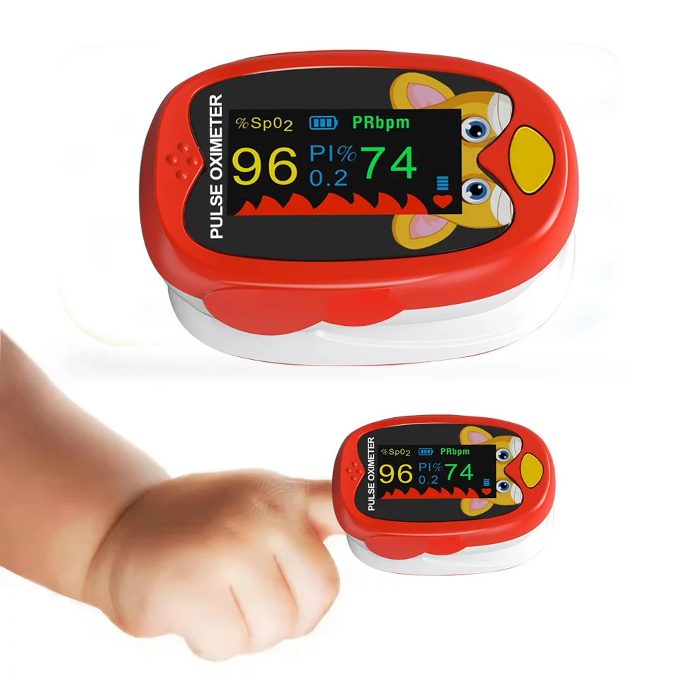 Rechargeable Child Finger Pulse Oximeter TFT Display Strap Lanyard Blood Oxygen Saturation Meter Children Kids Oximetro SPO2