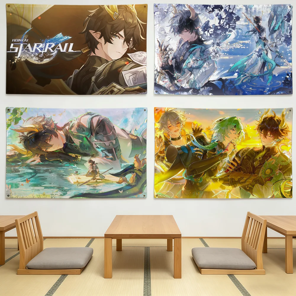 Dan Heng Honkai Star Rail Game Flag Durable Outdoor Indoor Patio Festive Decoration Classic Design Pole Wall Room Banner