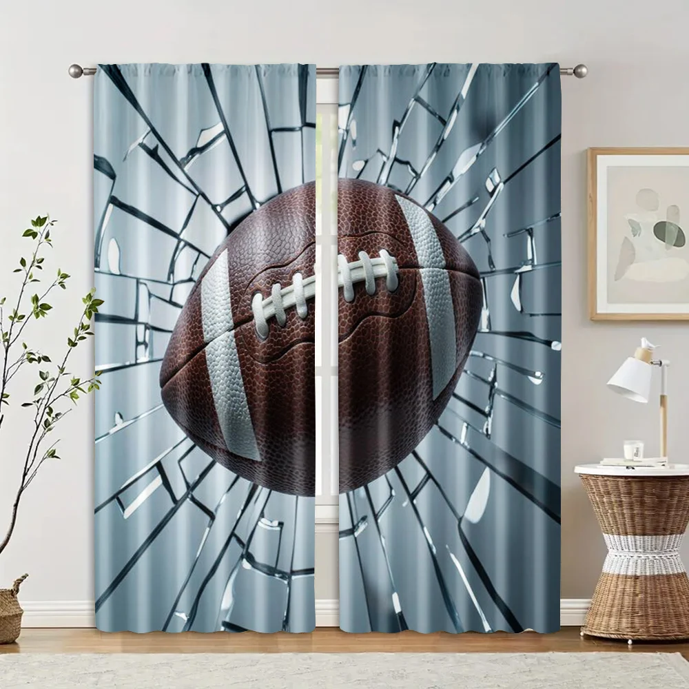 

2 pcs, filtering curtains (excluding rods, non-movable, without batteries) American football through wallsbackgroundsuitable for