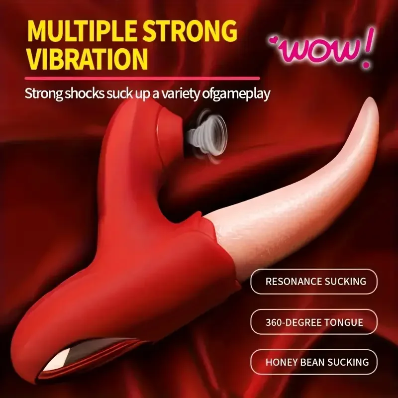 2in1 اللسان لعق الفم مص هزاز للنساء البظر محفز الإناث الاستمناء مصاصة لعق لعبة الجنس للنساء Adlut 18 #6