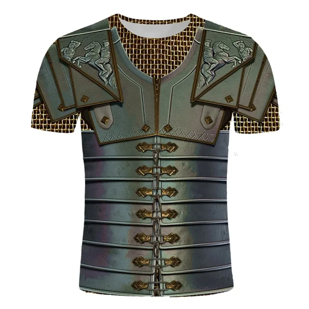 3DPrinted Men's Medieval Knight Sport Tshirt Quick-dry Breathable Role-playing Street Casual Fashion Parents' Short Sleeve Shirt