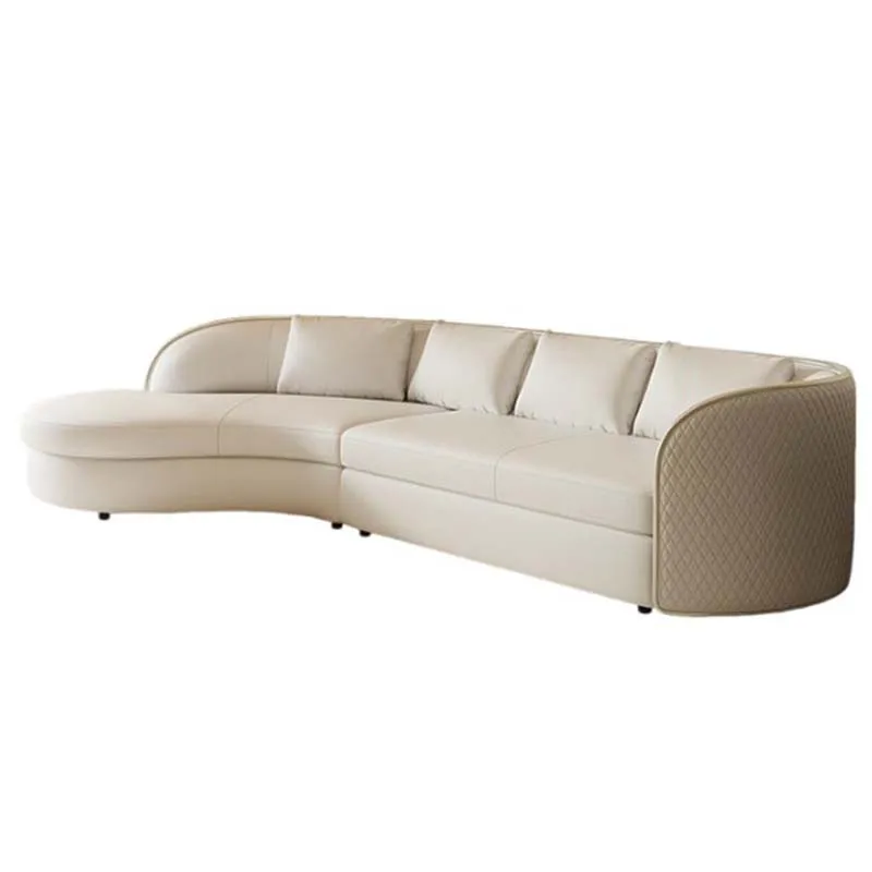 Comfortable Oval Sofa Modern Simple Curved Sectional Living Room Couches White Designer Wood Sofas Para El Hogar Salon Furniture