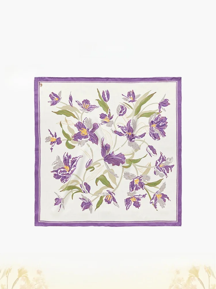 

Xinuosichou Silk Scarf Floral Design Silk Square Scarf Women's High-End Feeling Versatile Fashion Accessory