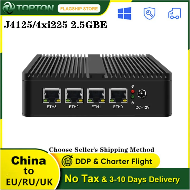 

4 LAN 2.5G Fanless pfSense Router Celeron J4125 Mini PC Intel i226 2500M Virtual Machine VPN Firewall Appliance OPNsense Openwrt