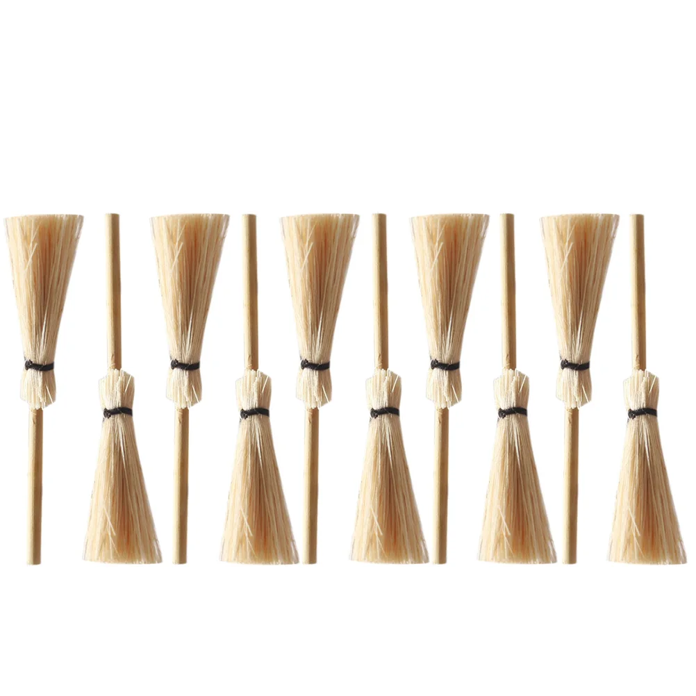 10 Pcs Mini Broom Decor Toys Dollhouse Prop Accessories Photo Natural Bamboo Simulation Supply Child Plaything Decoration