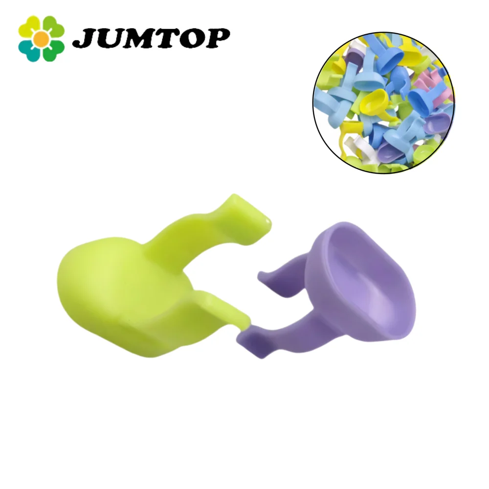 100pcs Dental Mixing Finger Ring Bowl Cup Holder Dappen Dish Prophy Paste Rings Plastic Silicone Dentistry Medicine Handy Tool