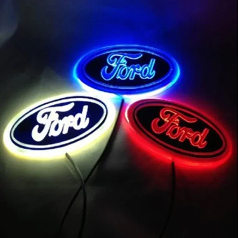 Emblemat LED na maskę samochodu, znaczki na klapę bagażnika, naklejki, emblematy do Forda Fiesta, Mustang, Focus, Fusion, Explorer, Kuga, Ecosport