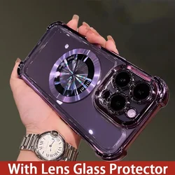 Luxury Plating Shockproof For Magsafe Case for iPhone 17 16 15 14 13 12 11 ProMax Plus Air Clear Magnetic Bumper Hard Back Cover