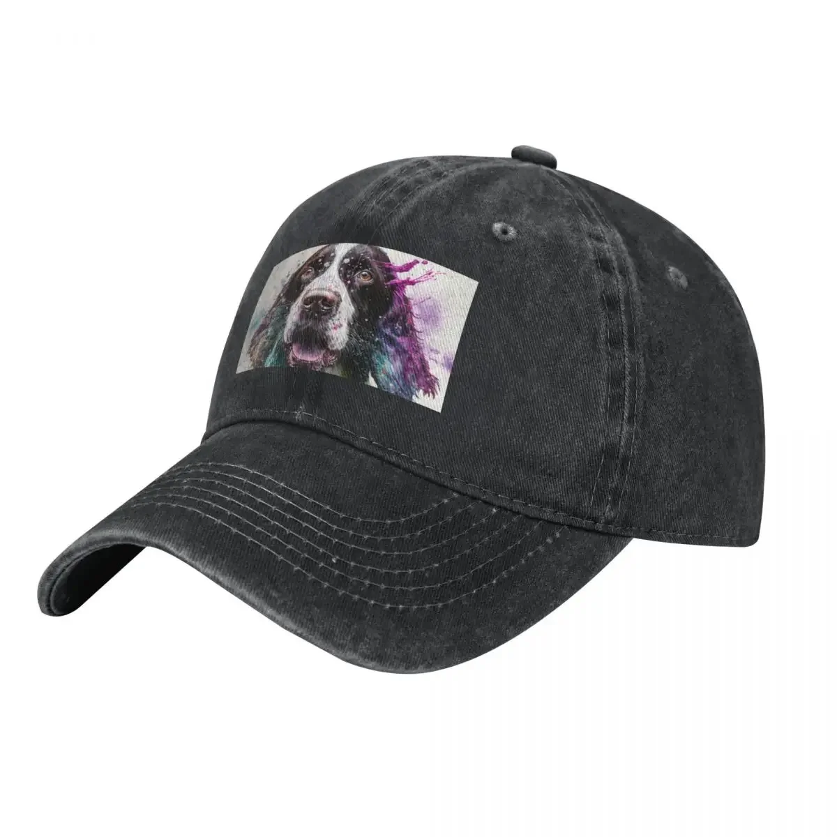 English Springer Spaniel Dog Synesthetic Splash Painting Artwork Baseball Cap Horse Hat Icon For Man Women's