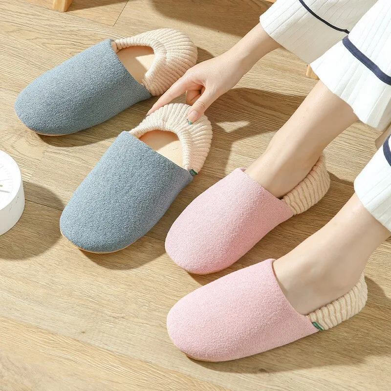 Man Women Home Slippers Warm And Plush Bag With Soft Bottom Silent Cotton Slippers For Women Household Indoor Floor Slippers