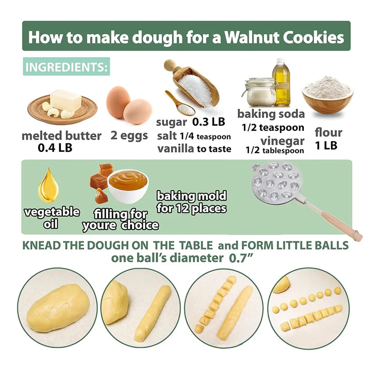 【AT48】 NEW Cookie Assorted Maker,12 Form Skillet,Oreshki Mold,Cookie Candy Maker Griddle - Walnut Press Pastry