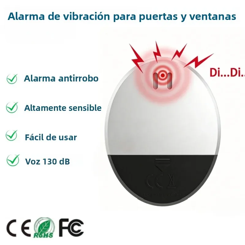 Alarma Antirrobo Portátil con Sensor de Vibración Ultra Delgado para Puerta y Ventana, Alerta para Hoteles, Viajes, Motels, Alquiler de Habitaciones, Protección de Seguridad