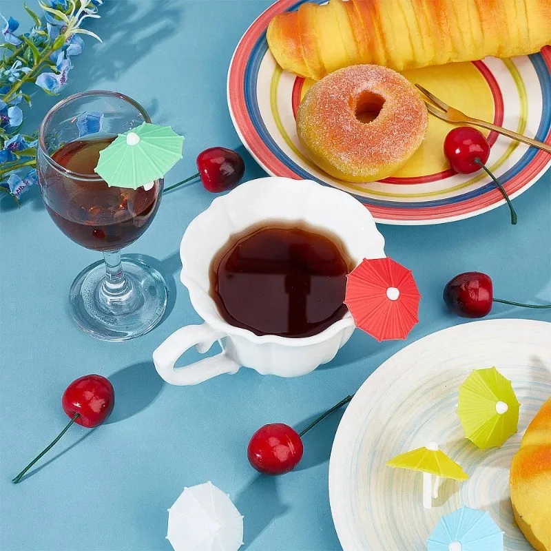 6-60 قطعة مظلة ممتعة كأس للنبيذ العلامات علامات المشروبات كأس الحفلات معرفات قابلة لإعادة الاستخدام لوازم وضع العلامات لأحداث الزفاف #2