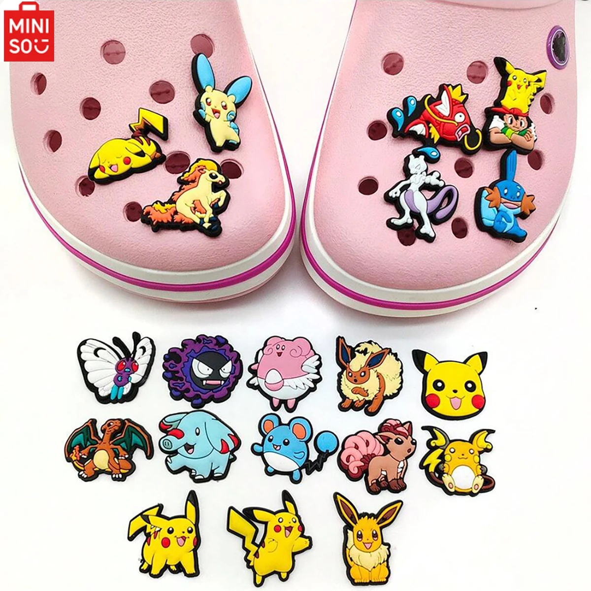 20 stks/set MINISO Leuke cartoon Pokemon Schoen Charmes DIY Schoen Gesp Accessoires PVC Schoen Decoraties Kerstcadeaus